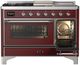 Ilve® Majestic III 48" Burgundy Pro Style Dual Fuel Natural Gas Range with 5 Black Brass Burners and Chrome Trim-3