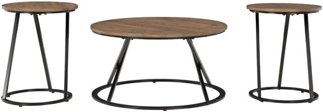 Signature Design by Ashley® Cassbryn 3-Piece Brown Occasional Table Set with Black Base-2