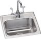Elkay Lustertone® Classic 3-Piece Lustrous Satin 17" x 16" 1-Hole Single Bowl Drop-In Sink and Faucet Set-0
