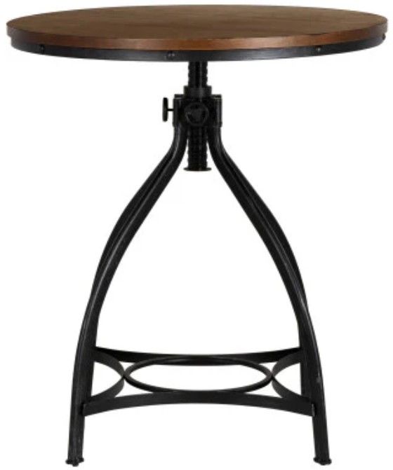 Powell® Haywood Brown Wooden Top Bar Table with Steel Base-3