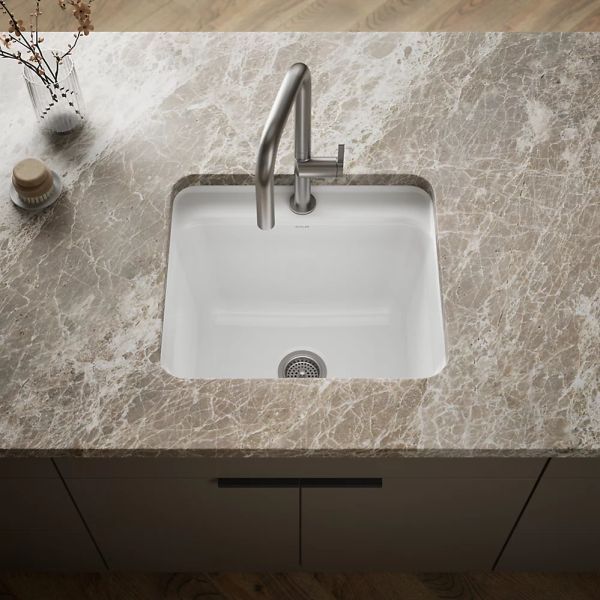 KOHLER® Glen Falls™ White 25" 1-Faucet Hole Top/Undermount Single-Bowl Utility Sink-1
