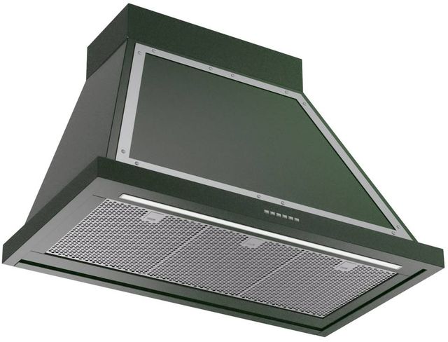 Ilve® Nostalgie II Noblesse 36" Emerald Green Wall Mounted Range Hood with Chrome Trim-1