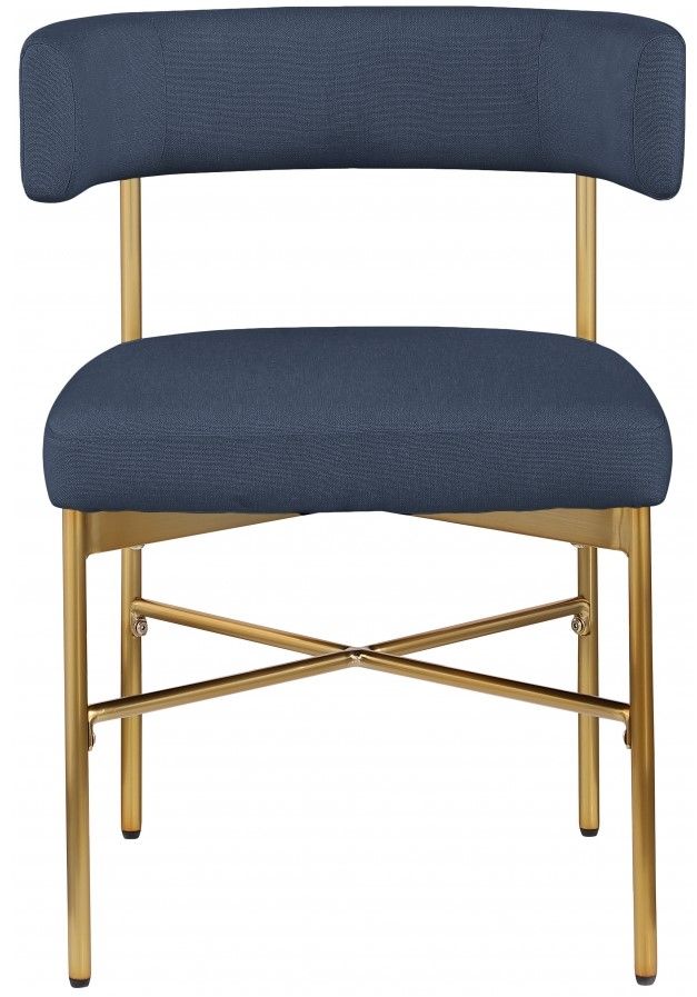 Meridian Furniture Rivage Navy/Brushed Gold Upholstered Dining Side Chair-1