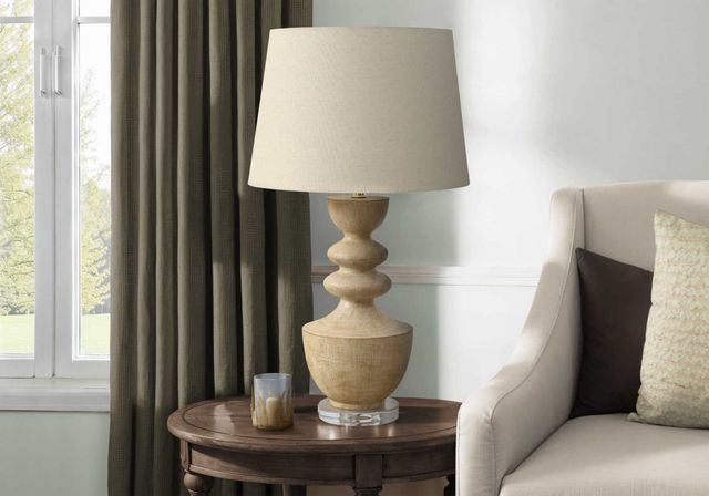 Monarch Specialties Inc. Beige Resin Table Lamp with Beige Shade-2