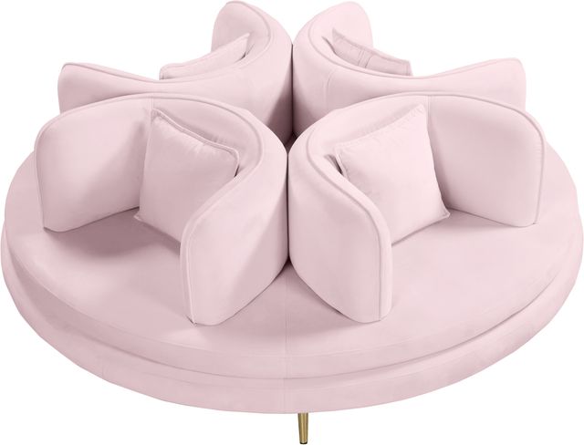 Meridian Furniture Circlet PInk Velvet Round Sofa Settee-2