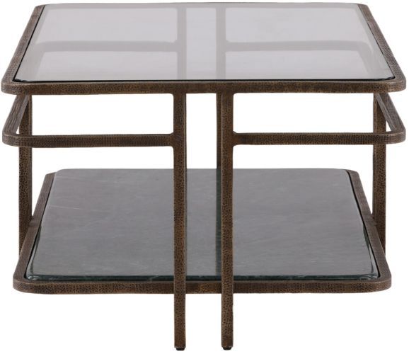 Furniture Classics Buckroe Tempered Glass Top Coffee Table with Iron Base-2