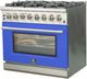 FORNO® Capriasca 36" Stainless Steel Pro Style Dual Fuel Range with Blue Door-1