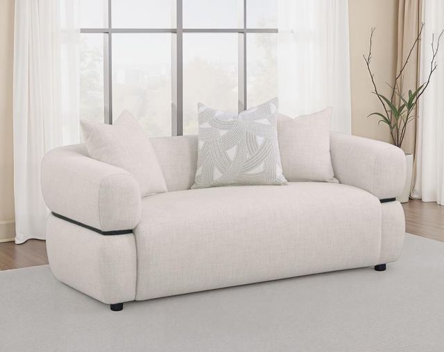 Coaster® Jeanette 73" Beige Upholstered Round Arm Loveseat-1