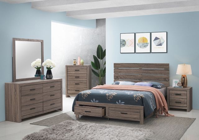 Coaster® Brantford 5-Piece Barrel Oak Queen Storage Panel Bedroom Set-1
