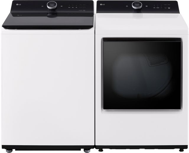 LG Alpine White Impeller Top Load Washer and Electric Dryer Laundry Pair-0