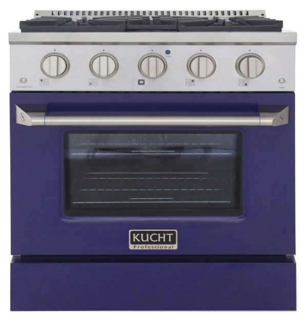 Kucht Professional KDF Series 30" Stainless Steel Pro Style Dual Fuel Range with Blue Door-1