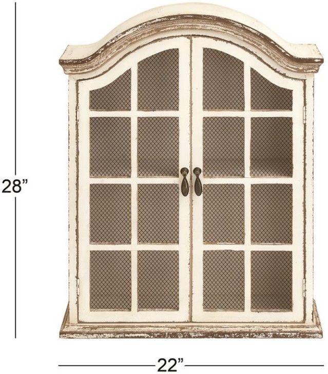 Deco Marche White Wall Shelf with Arched Shutter Doors-2