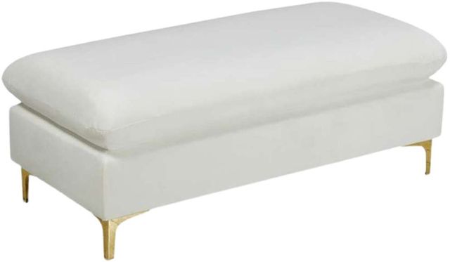 Meridian Furniture Naomi Cream Velvet Ottoman-1