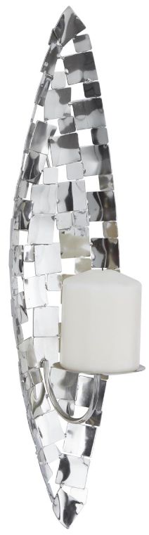 Deco Marche CosmoLiving by Cosmopolitan Silver Pillar Wall Sconce with Hammered Pattern-0