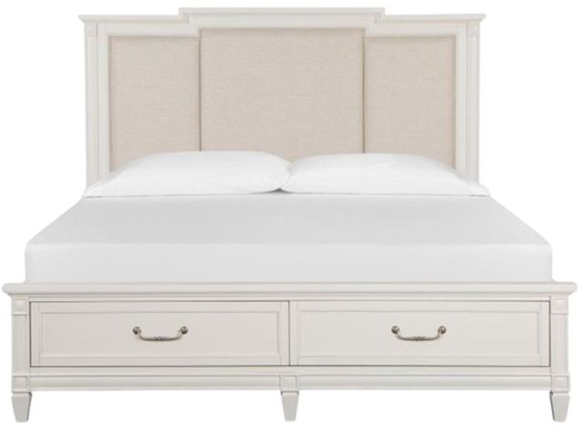 Magnussen Home® Willowbrook Egg Shell White/Natural King Upholstered Panel Storage Bed-1
