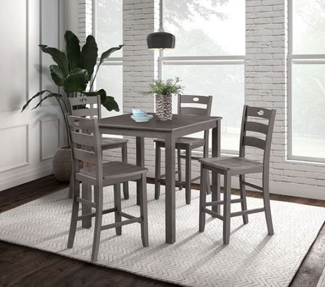 Furniture of America® Lubbock 5-Piece Gray Counter Height Dining Table Set-1