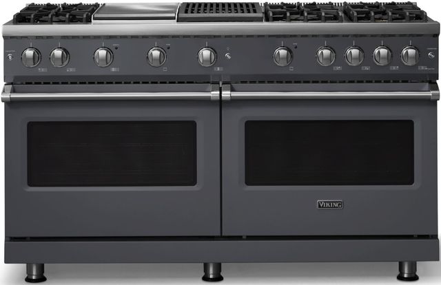 Viking® 5 Series 60" Cast Black Pro Style Gas (LP) Range with Polished Chrome Trim-0