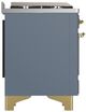 Ilve® Majestic III 48" Blue Gray Pro Style Dual Fuel Natural Gas Range with Solid Door and Brass Trim-4