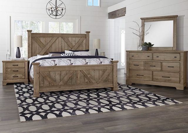 Artisan & Post by Vaughan-Bassett Cool Rustic Stone Gray Queen Panel X Bed-1
