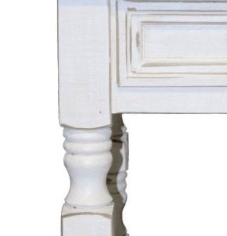 Million Dollar Rustic Cottage Off-White End Table with Brown Top -1