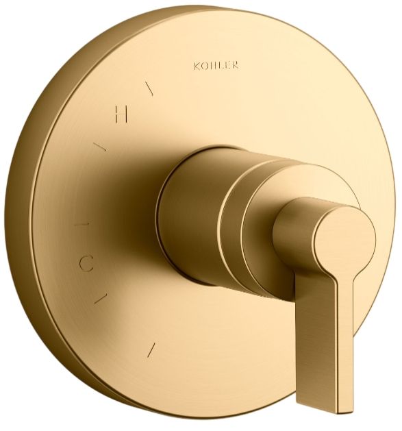 KOHLER® Components® Rite-Temp® Vibrant Brushed Moderne Brass Valve Trim with Lever Handle-0