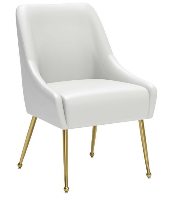 Zuo® Modern Maxine Gold/White Dining Side Chair-0