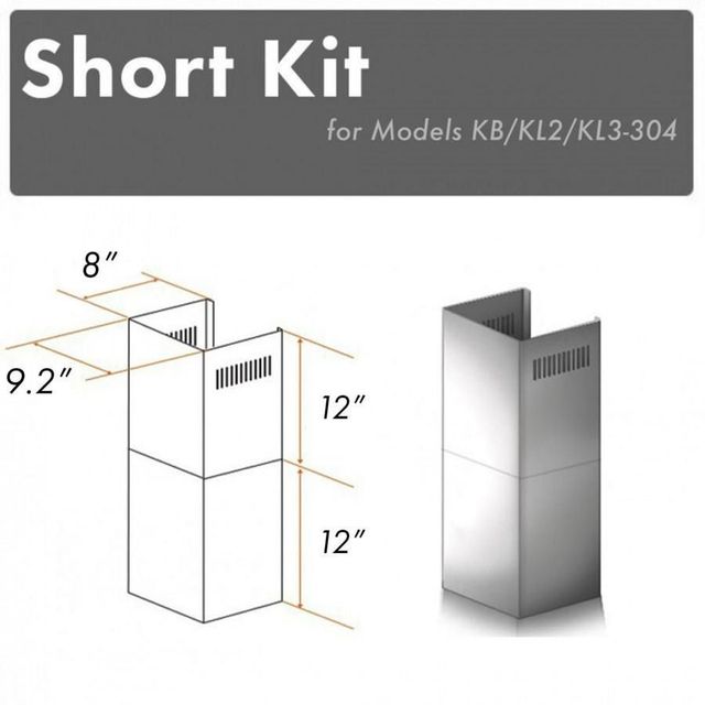 ZLINE 2 Piece 12" Stainless Steel Wall Hood Extension Kit-2