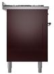 Ilve® Nostalgie II Noblesse 60'' Burgundy Pro Style Dual Fuel Range with Chrome Trim-2