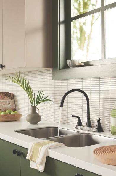 Peerless Parkwood® Matte Black 12" 2-Handle Kitchen Faucet -1