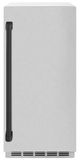 ZLINE Touchstone 15" 66 lb. Stainless Steel Gourmet Ice Maker with Drain Pump and Satin Stainless Steel Door with Matte Black Handle-0