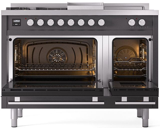 Ilve® Professional Plus II 48" Graphite Matte Pro Style Dual Fuel Range-1