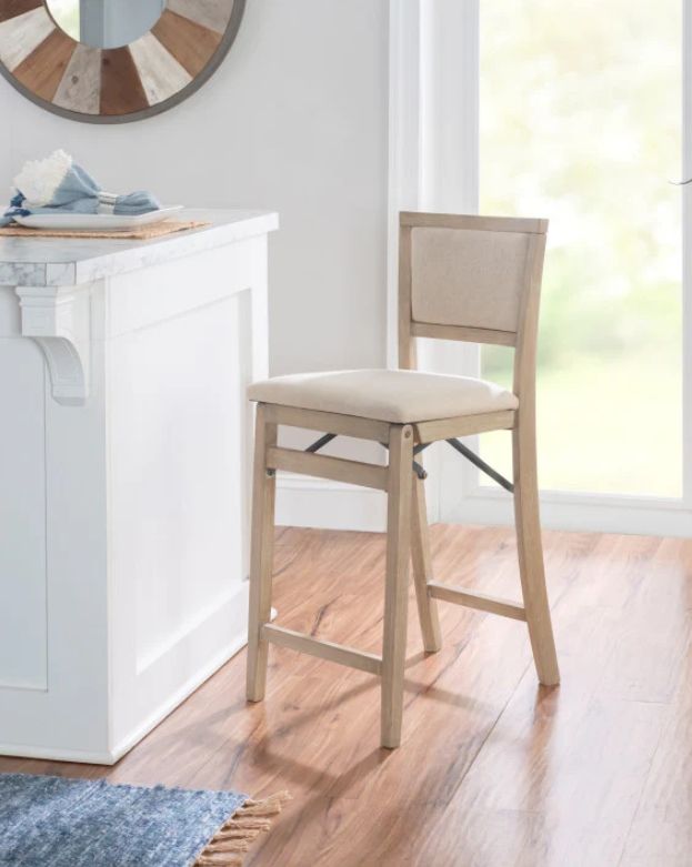Linon Keira Gray Wash Folding Counter Stool-1