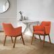 Armen Living Renzo 2-Piece Orange/Walnut Dining Side Chair Set-1