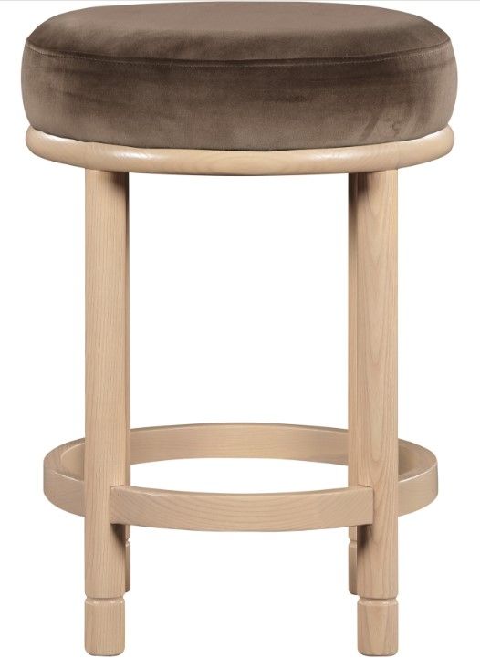 Meridian Furniture Monette Brown/Natural Velvet Upholstered Counter Stool-1