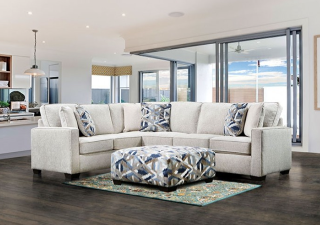 Furniture of America® Heathfield Blue/Brown/White Ottoman-1
