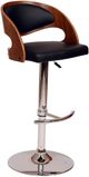 Armen Living Malibu Black/Chrome/Walnut Adjustable Bar Stool-0