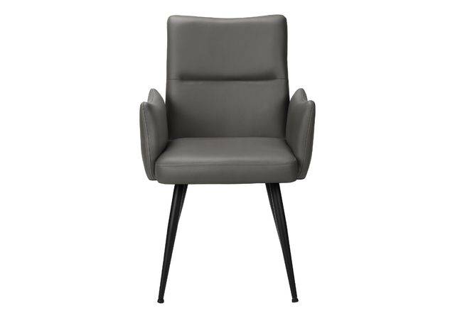 Monarch Specialties Inc. 2-Piece Grey 36" Faux Leather Dining Chair Set with Black Metal Legs-2