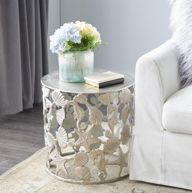 Deco Marche Silver Sea Life Side Table-3