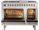Ilve® Nostalgie II Noblesse 48'' Stainless Steel Pro Style Dual Fuel Range with Brass Trim-1