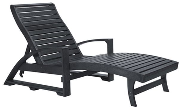 C R Plastic St. Tropez Black Chaise Lounge with Hidden Wheels-0