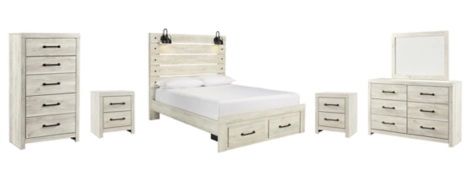 Signature Design by Ashley® Cambeck 5-Piece Whitewash Full Storage Panel Bed Set-0