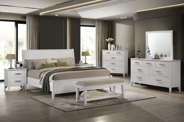 Intercon Andover Gray/White Upholstered Bench-1
