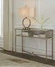 Signature Design by Ashley® Cloverty Glass Top Sofa Table with Aged Gold Base-3