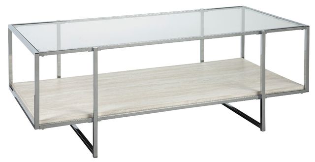 Signature Design by Ashley® Bodalli 3-Piece Chrome/Ivory Living Room Table Set-1