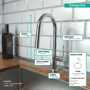 Hansgrohe Talis N Chrome A-Style 2-Spray Pull-Down High Arc Kitchen Faucet-3