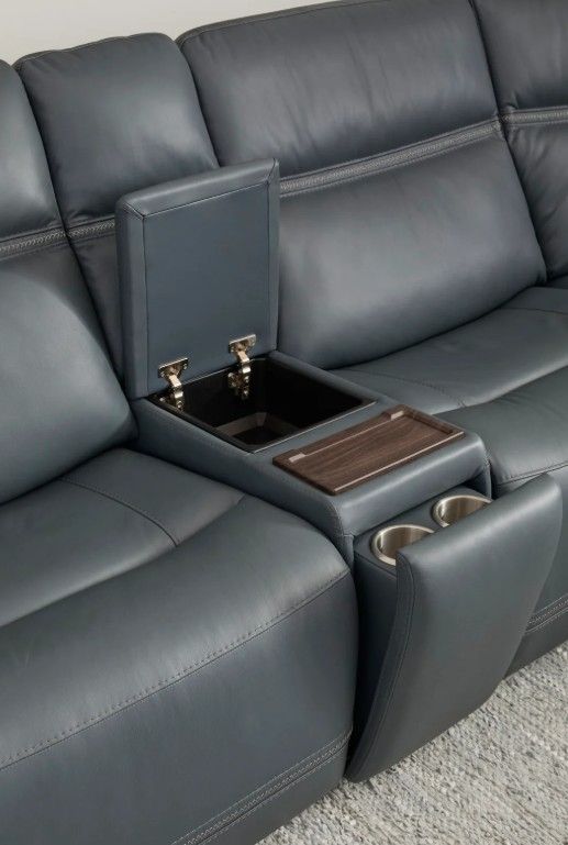 Flexsteel® Sawyer Marine Leather Power Reclining Sectional with Power Headrests and Lumbar with Custom Layout Options-4