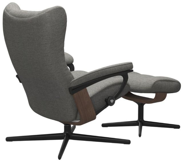 Stressless® by Ekornes® Customizable Wing Large Manual Recliner and Ottoman with Cross Base-2