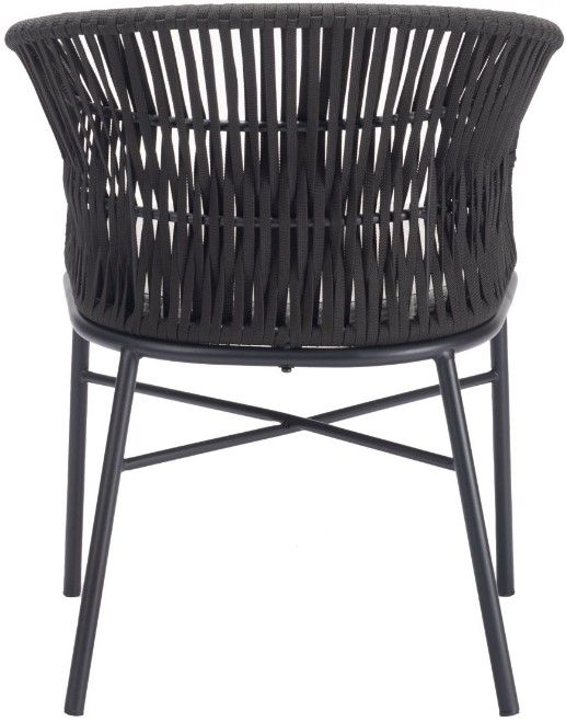 Zuo® Modern Freycinet 2-Piece Black/Gray Steel Outdoor Dining Arm Chair Set-4