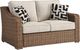 Signature Design by Ashley® Beachcroft Beige/Brown Aluminum/Resin Outdoor Loveseat with Cushion-0