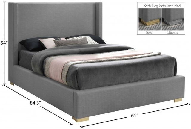 Meridian Furniture Royce Gray Full Upholstered Panel Bed-2
